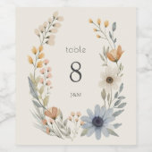 Étiquette Pour Bouteilles De Vin Mariage de couronne de Fleur sauvage rustique Numé (Étiquettes simples)