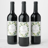 Étiquette Pour Bouteilles De Vin Mariage de couronnes de fleurs vertes blanches (Bouteilles)