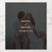 Étiquette Pour Bouteilles De Vin Mariage de couverture photo Black Gold moderne (Étiquettes simples)