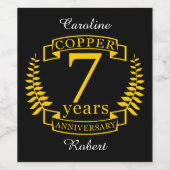 Étiquette Pour Bouteilles De Vin Mariage de cuivre 7 ans (Étiquettes simples)