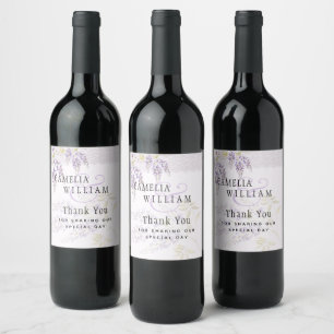 Étiquette Pour Bouteilles De Vin Mariage de dentelle fleurie moderne violette
