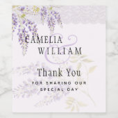 Étiquette Pour Bouteilles De Vin Mariage de dentelle fleurie moderne violette (Étiquettes simples)