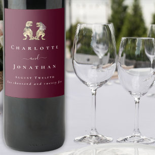 Étiquette Pour Bouteilles De Vin Mariage de Dinosaure Bourgogne & Crème Personnalis