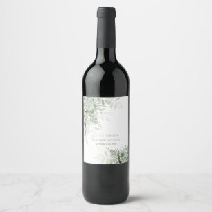 Étiquette Pour Bouteilles De Vin Mariage de feuillage de feuillage vert de la Ferne