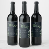 Étiquette Pour Bouteilles De Vin Mariage de feuillage Tropical Black Green de la Ma (Bouteilles)