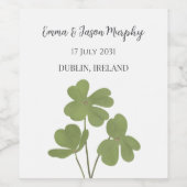 Étiquette Pour Bouteilles De Vin Mariage de feuille de trèfle vert irlandais modern (Étiquettes simples)