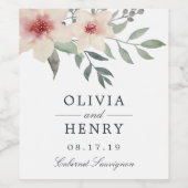 Étiquette Pour Bouteilles De Vin Mariage de fleur de pêche (Étiquettes simples)