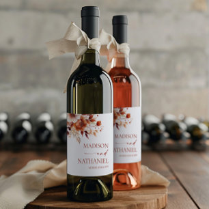 Étiquette Pour Bouteilles De Vin Mariage de fleurs Brown rouillées de Bourgogne