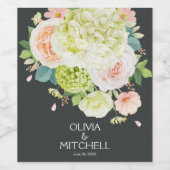 Étiquette Pour Bouteilles De Vin Mariage de fleurs d'aquarelle (Étiquettes simples)