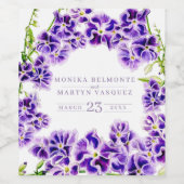 Étiquette Pour Bouteilles De Vin Mariage de fleurs d'aquarelle violet duranta (Étiquettes simples)