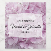 Étiquette Pour Bouteilles De Vin Mariage de fleurs d'Hydrangée rose douce (Étiquettes simples)