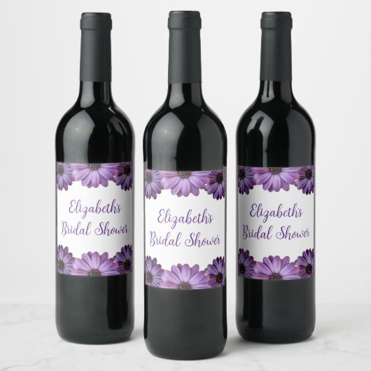 Étiquette Pour Bouteilles De Vin Mariage de Fleurs Violettes (Bouteilles)