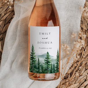 Étiquette Pour Bouteilles De Vin Mariage de forêt de pins rustiques