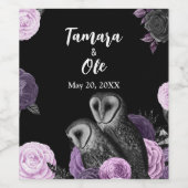 Étiquette Pour Bouteilles De Vin Mariage de hiboux gothiques (Étiquettes simples)