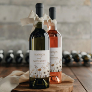 Étiquette Pour Bouteilles De Vin Mariage de jardin floral de fleurs sauvages bohème