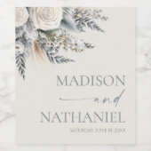 Étiquette Pour Bouteilles De Vin Mariage de jardin floral de rose blanche Boho (Étiquettes simples)