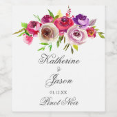 Étiquette Pour Bouteilles De Vin Mariage de jardin romantique rose rose Fuchsia (Étiquettes simples)