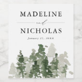 Étiquette Pour Bouteilles De Vin Mariage de la forêt de pin rustique (Étiquettes simples)