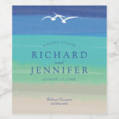 Étiquette Pour Bouteilles De Vin Mariage de la mer de sable et mouettes d'eau (Étiquettes simples)