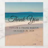 Étiquette Pour Bouteilles De Vin Mariage de la plage Merci (Étiquettes simples)