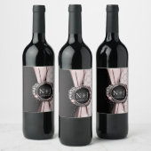 Étiquette Pour Bouteilles De Vin Mariage de luxe élégant rose & noir (Bouteilles)