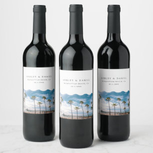 Étiquette Pour Bouteilles De Vin Mariage de Manhattan Beach