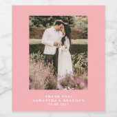 Étiquette Pour Bouteilles De Vin Mariage de Merci photo rose vif (Étiquettes simples)