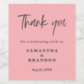 Étiquette Pour Bouteilles De Vin Mariage de Merci rose (Étiquettes simples)