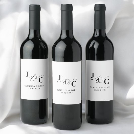 Étiquette Pour Bouteilles De Vin Mariage de monogramme d'esperluette