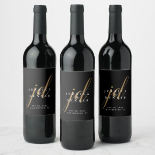 Étiquette Pour Bouteilles De Vin Mariage de monogramme minimaliste moderne