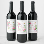 Étiquette Pour Bouteilles De Vin Mariage de monogramme rose rose (Bouteilles)