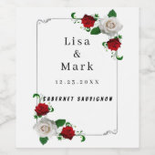 Étiquette Pour Bouteilles De Vin Mariage De Noël Rose Rouge Et Blanc (Étiquettes simples)