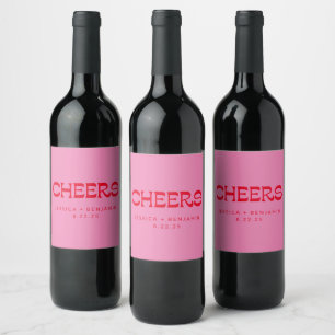Étiquette Pour Bouteilles De Vin Mariage de noms de typographie rouge rose Super