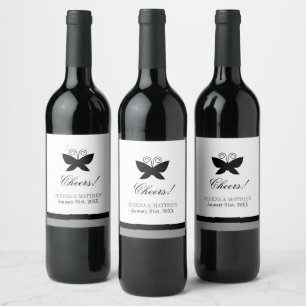 Étiquette Pour Bouteilles De Vin Mariage de papillon noir