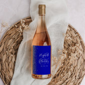 Étiquette Pour Bouteilles De Vin Mariage de Parties scintillant Royal Blue Silver