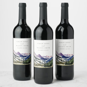 Étiquette Pour Bouteilles De Vin Mariage de paysage de la montagne des neiges roche