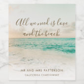 Étiquette Pour Bouteilles De Vin Mariage de plage élégant (Étiquettes simples)