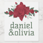Étiquette Pour Bouteilles De Vin Mariage de Red Roses Boho (Étiquettes simples)