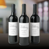 Étiquette Pour Bouteilles De Vin Mariage De Script Coeur Noir Et Blanc