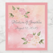 Étiquette Pour Bouteilles De Vin Mariage de script d'aquarelle rose (Étiquettes simples)