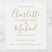 Étiquette Pour Bouteilles De Vin Mariage de script de signature or (Étiquettes simples)