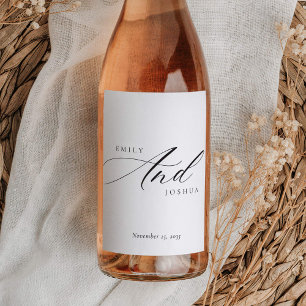 Étiquette Pour Bouteilles De Vin Mariage de script élégant et moderne