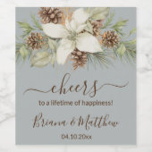 Étiquette Pour Bouteilles De Vin Mariage de script élégant gris hiver (Étiquettes simples)