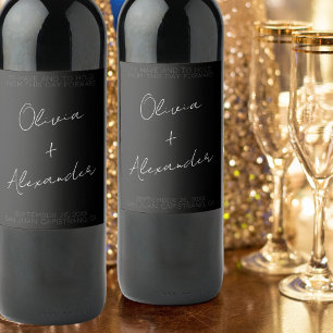 Étiquette Pour Bouteilles De Vin Mariage de script minimaliste personnalisé