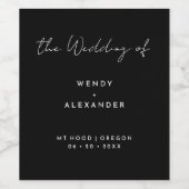 Étiquette Pour Bouteilles De Vin Mariage de script moderne noir (Étiquettes simples)