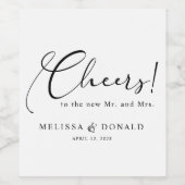 Étiquette Pour Bouteilles De Vin Mariage de script simple Black Modern (Étiquettes simples)