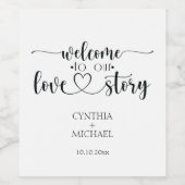 Étiquette Pour Bouteilles De Vin Mariage de script simple 'notre histoire d'amour' (Étiquettes simples)