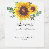 Étiquette Pour Bouteilles De Vin Mariage de tournesol jaune moderne (Étiquettes simples)