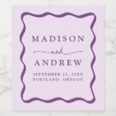 Étiquette Pour Bouteilles De Vin Mariage de trame violet moderne (Étiquettes simples)