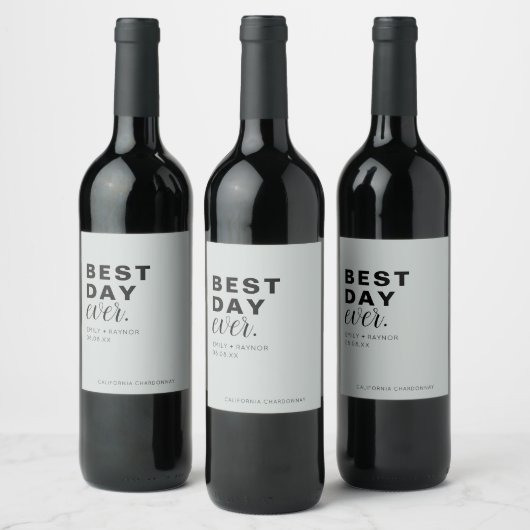 Étiquette Pour Bouteilles De Vin Mariage de typographie le jour meilleur (Bouteilles)